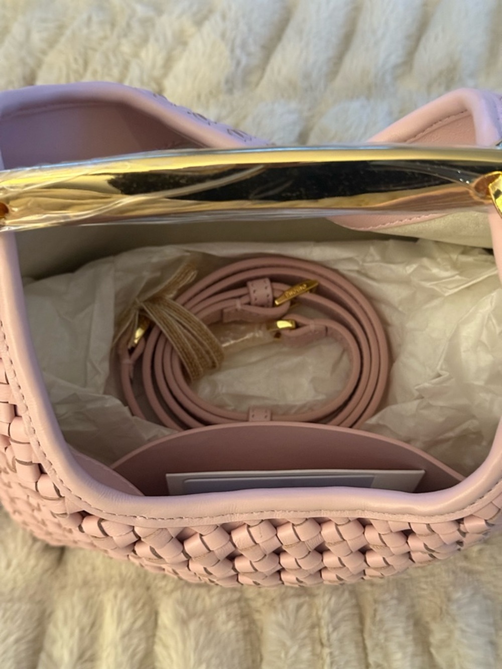 Elleme Small Boomerang Woven Leather Pink - Picture 5 of 9